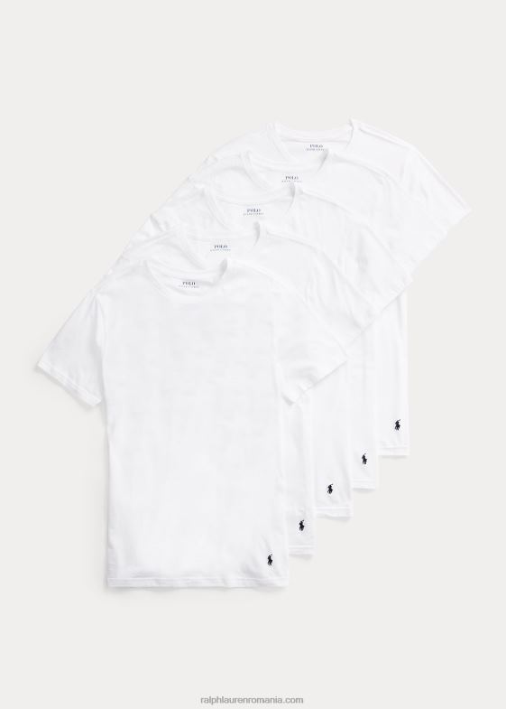 alb bărbați Ralph Lauren Cameră de corp subțire din bumbac cu decolteu, pachet de 5 046888547