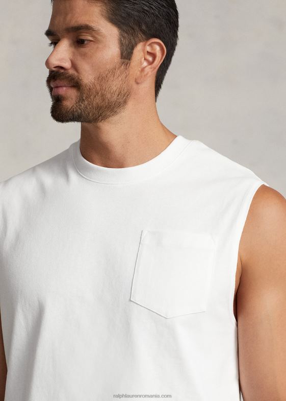alb bărbați Ralph Lauren rezervor de buzunar din tricou 046881522