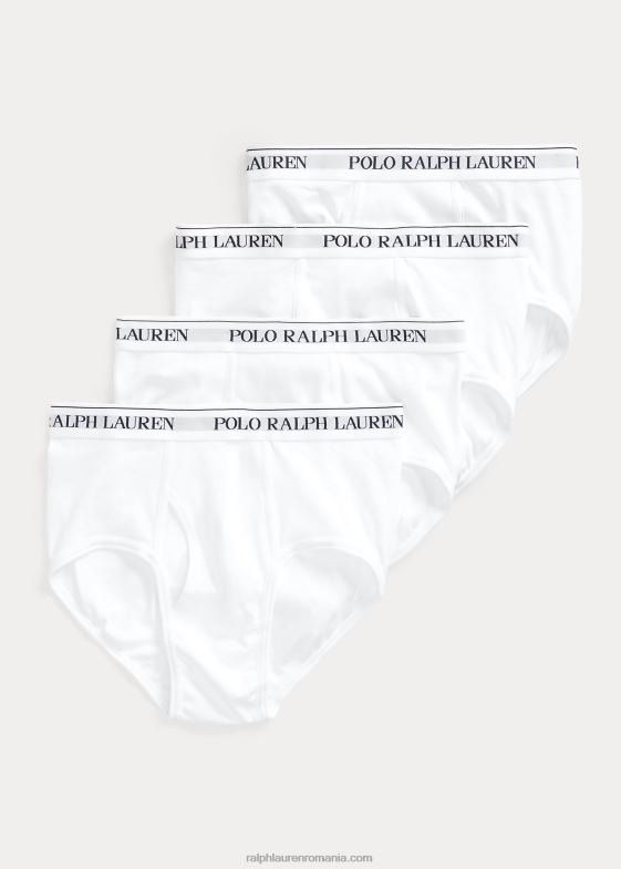 alb bărbați Ralph Lauren slip cu talie mijlocie, pachet de 4 046888538