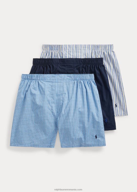 dungă bleumarin/albastru bărbați Ralph Lauren boxer clasic din bumbac țesut, pachet de 3 046888544