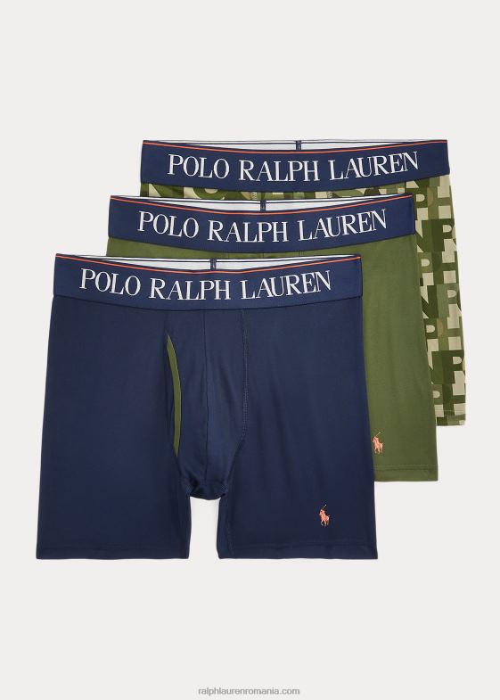 imprimeu bleumarin/verde/monogramă bărbați Ralph Lauren Boxer din microfibră 4d-flex pachet de 3 04688365