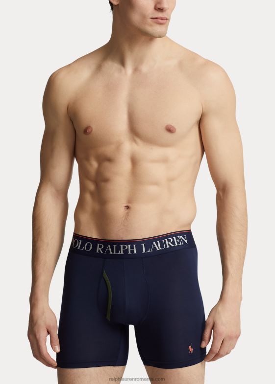 imprimeu bleumarin/verde/monogramă bărbați Ralph Lauren Boxer din microfibră 4d-flex pachet de 3 04688365