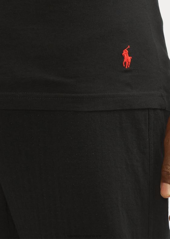 negru bărbați Ralph Lauren Cameră de corp subțire din bumbac, cu decolteu în V, pachet de 3 04688303