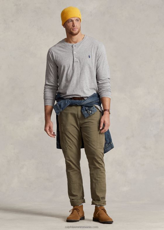 erica întunecată de epocă bărbați Ralph Lauren cămașă henley din jerseu slub 046881334