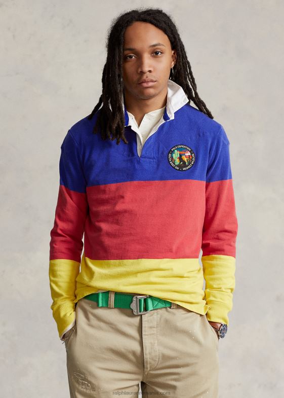 lămâie zdrobită multi bărbați Ralph Lauren tricou de rugby color-blocat cu potrivire clasică 04688754
