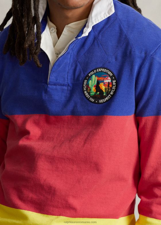 lămâie zdrobită multi bărbați Ralph Lauren tricou de rugby color-blocat cu potrivire clasică 04688754
