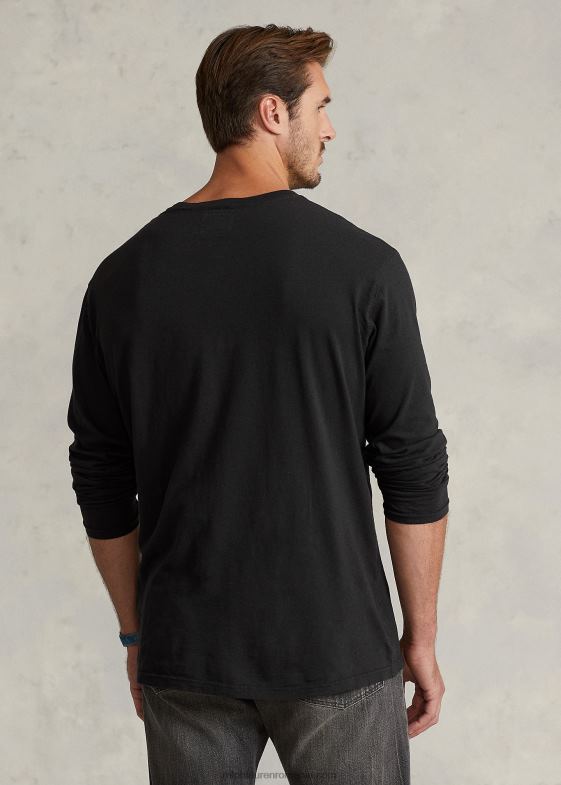 negru bărbați Ralph Lauren cămașă henley din jerseu slub 046881335