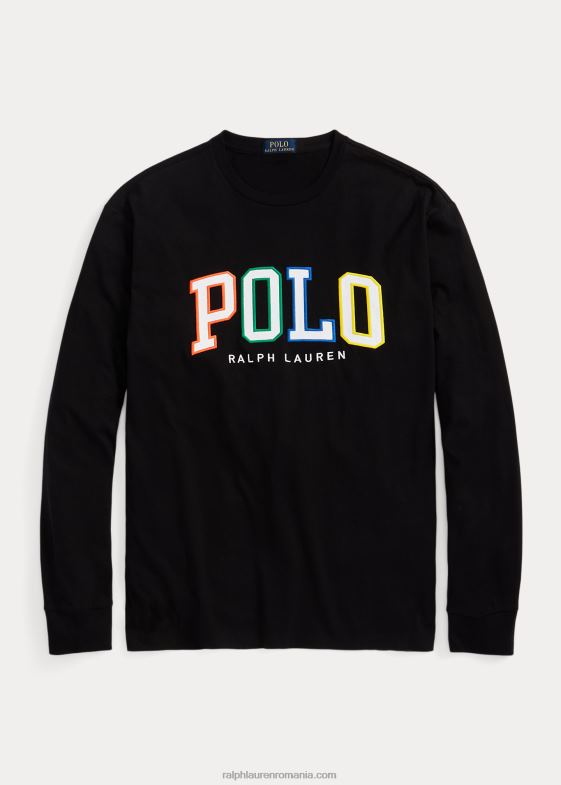 negru bărbați Ralph Lauren tricou cu mânecă lungă din tricou cu logo 046881322