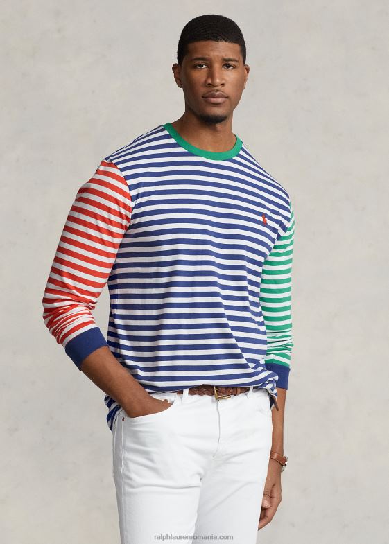 vechi regal multi bărbați Ralph Lauren tricou cu mânecă lungă din jerseu în dungi 046881443