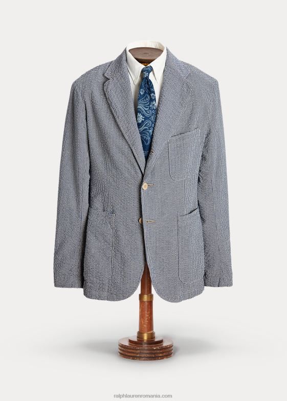 albastru/crem bărbați Ralph Lauren palton sport seersucker neconstruit 046881719