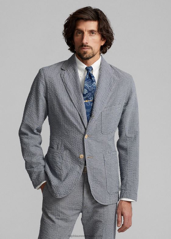 albastru/crem bărbați Ralph Lauren palton sport seersucker neconstruit 046881719