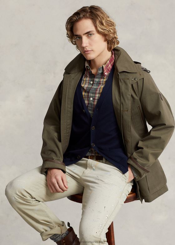 baldachin măslin bărbați Ralph Lauren haină de mașină cu glugă din twill 046888667