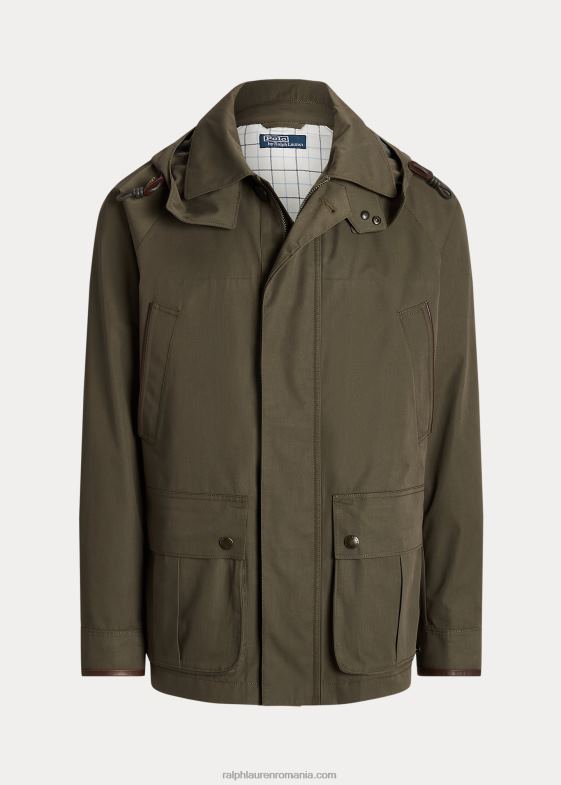 baldachin măslin bărbați Ralph Lauren haină de mașină cu glugă din twill 046888667