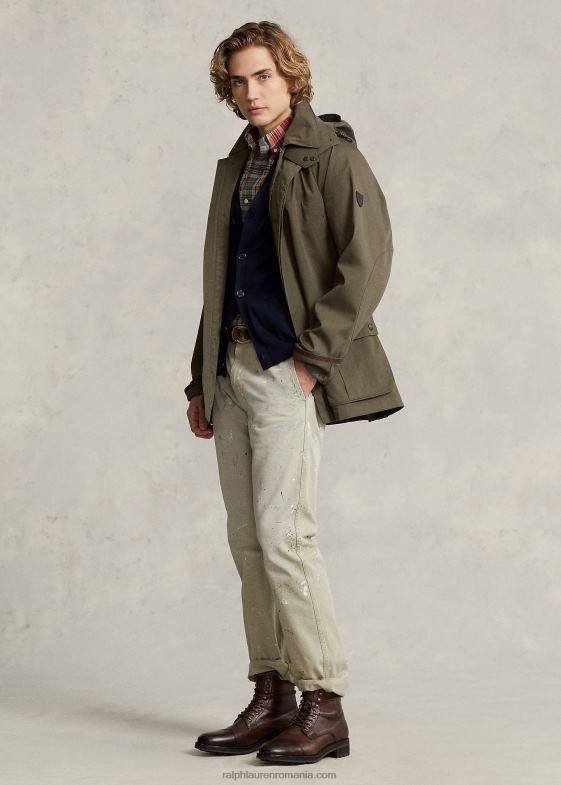baldachin măslin bărbați Ralph Lauren haină de mașină cu glugă din twill 046888667