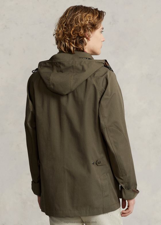 baldachin măslin bărbați Ralph Lauren haină de mașină cu glugă din twill 046888667