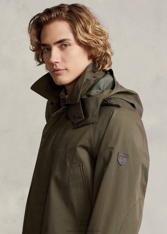 baldachin măslin bărbați Ralph Lauren haină de mașină cu glugă din twill 046888667