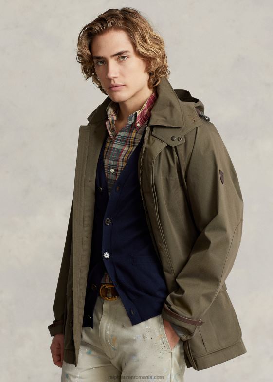 baldachin măslin bărbați Ralph Lauren haină de mașină cu glugă din twill 046888667