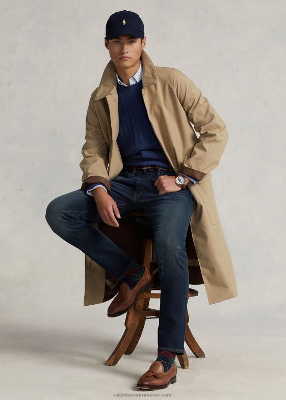 bej/tec bărbați Ralph Lauren palton de mers din bumbac țesut 046881212
