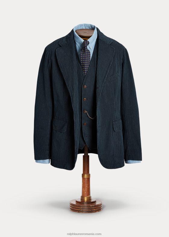 cu dungi indigo bărbați Ralph Lauren palton sport neconstruit 046881726