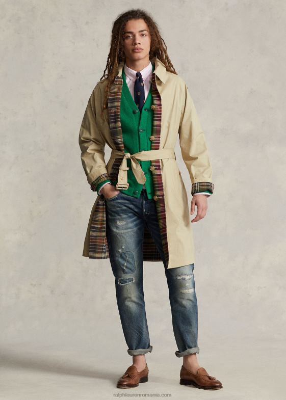 măsline multi bărbați Ralph Lauren palton reversibil poplin-madras balmacaan 046881274