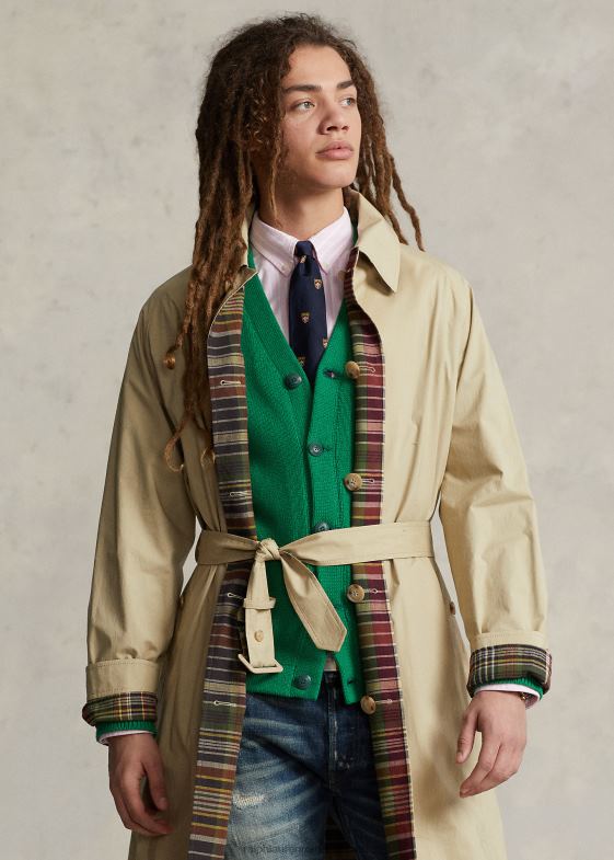 măsline multi bărbați Ralph Lauren palton reversibil poplin-madras balmacaan 046881274