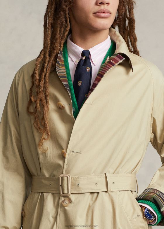 măsline multi bărbați Ralph Lauren palton reversibil poplin-madras balmacaan 046881274