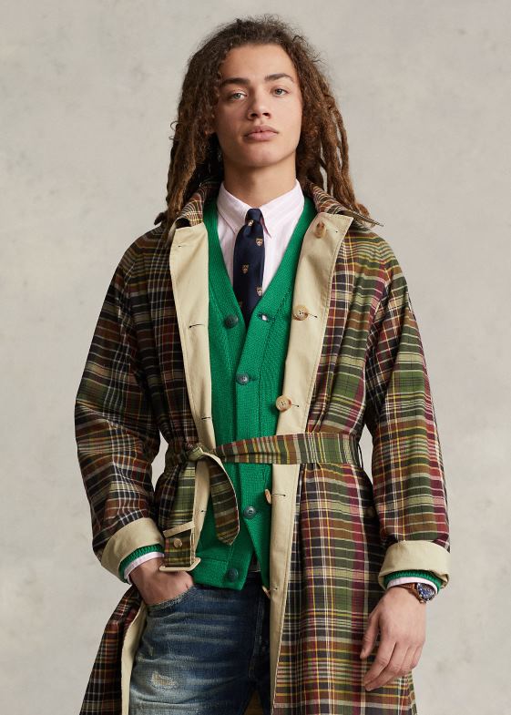 măsline multi bărbați Ralph Lauren palton reversibil poplin-madras balmacaan 046881274