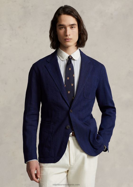 marina bărbați Ralph Lauren palton sport în formă de os de pește din amestec de in 046881192