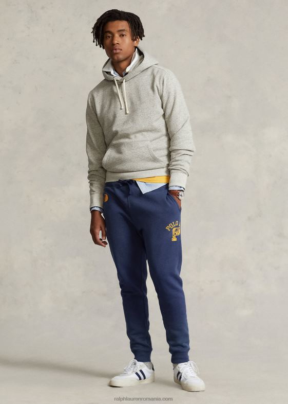 cobalt închis bărbați Ralph Lauren pantaloni de jogger din fleece grafic 04688799