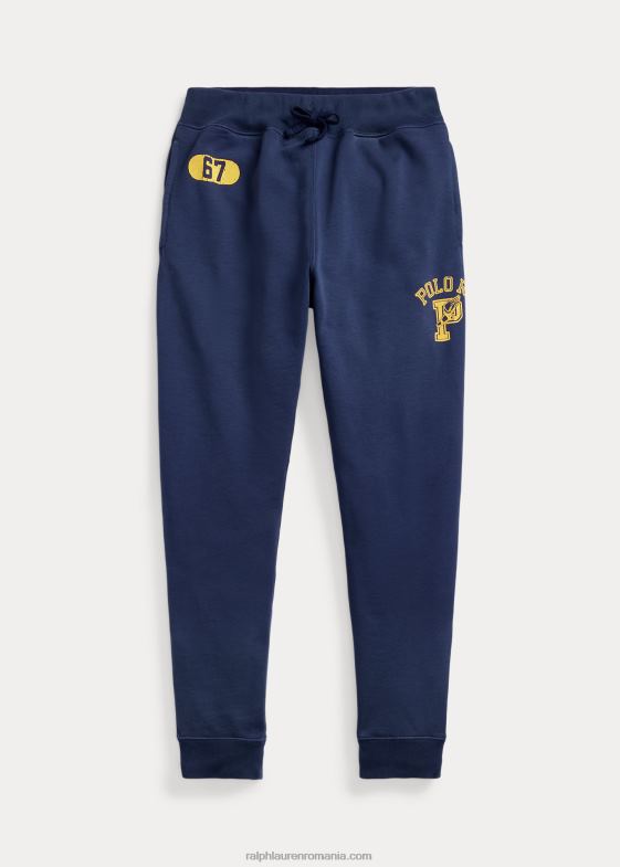 cobalt închis bărbați Ralph Lauren pantaloni de jogger din fleece grafic 04688799