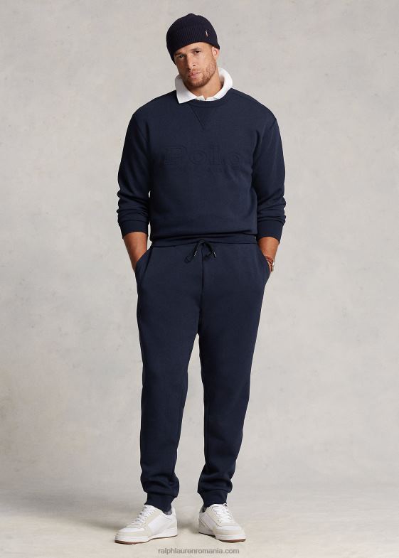 marina aviator bărbați Ralph Lauren pantalon de jogger din tricot dublu cu logo-ul în relief 046881367