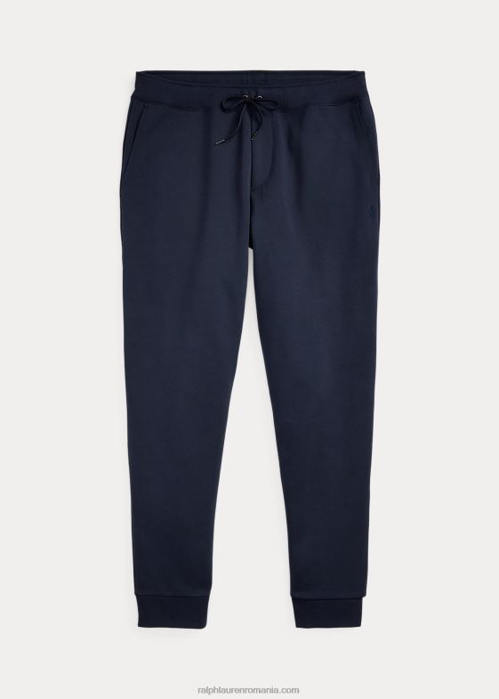 marina aviator bărbați Ralph Lauren pantalon de jogger din tricot dublu cu logo-ul în relief 046881367