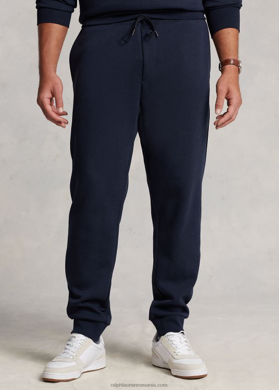 marina aviator bărbați Ralph Lauren pantalon de jogger din tricot dublu cu logo-ul în relief 046881367