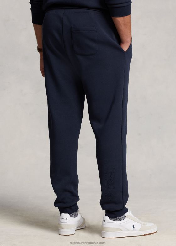 marina aviator bărbați Ralph Lauren pantalon de jogger din tricot dublu cu logo-ul în relief 046881367