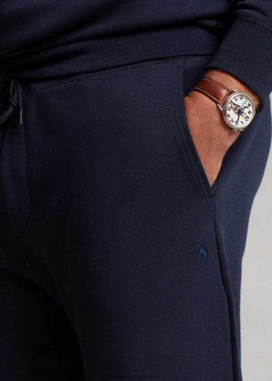 marina aviator bărbați Ralph Lauren pantalon de jogger din tricot dublu cu logo-ul în relief 046881367