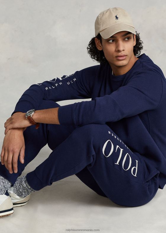 marina de croazieră bărbați Ralph Lauren pantaloni de jogger din lână brodat cu logo 046881245
