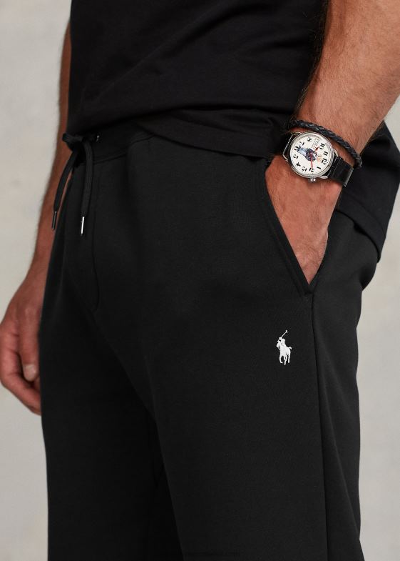 negru bărbați Ralph Lauren pantalon de jogger din tricot dublu 046881529