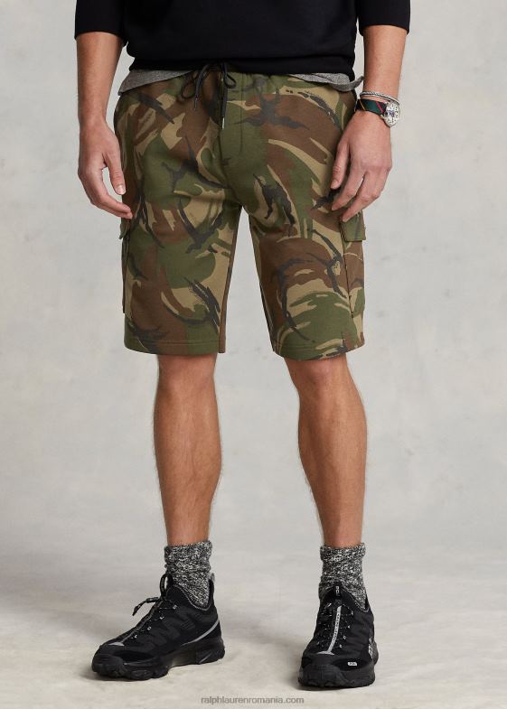 camo din lemn de ulm britanic bărbați Ralph Lauren Pantaloni scurti de marfă cu tricot dublu de 10 inchi 046888652
