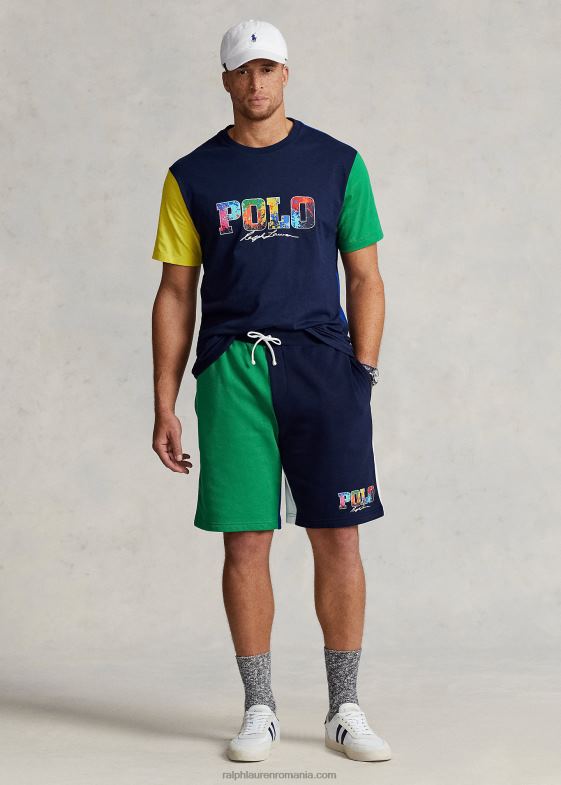 croazieră navy multi bărbați Ralph Lauren pantalon scurt din fleece color-blocat cu logo 046881660