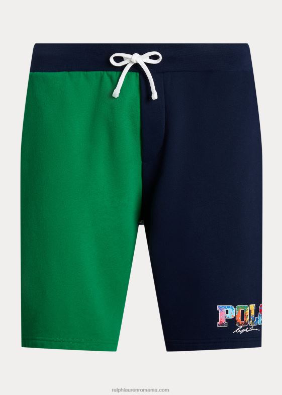 croazieră navy multi bărbați Ralph Lauren pantalon scurt din fleece color-blocat cu logo 046881660