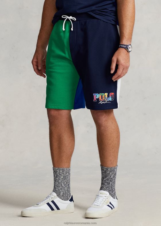 croazieră navy multi bărbați Ralph Lauren pantalon scurt din fleece color-blocat cu logo 046881660