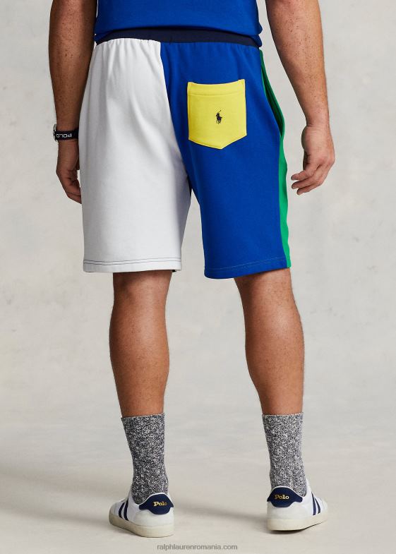 croazieră navy multi bărbați Ralph Lauren pantalon scurt din fleece color-blocat cu logo 046881660