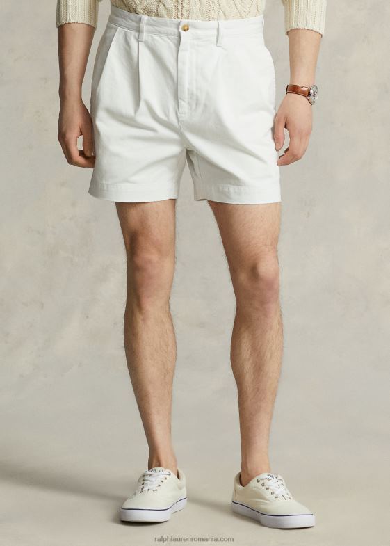 deckwash alb bărbați Ralph Lauren Cormac scurtă pliată de 5 inci, cu potrivire relaxată 046888447