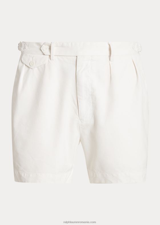 deckwash alb bărbați Ralph Lauren Pantalon scurt din twill plisat cu potrivire clasică de 5 inchi 046888456