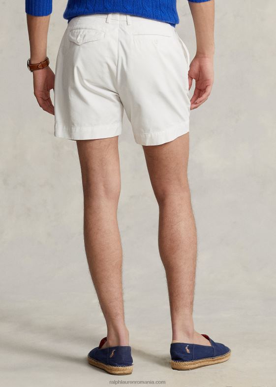 deckwash alb bărbați Ralph Lauren Pantalon scurt din twill plisat cu potrivire clasică de 5 inchi 046888456