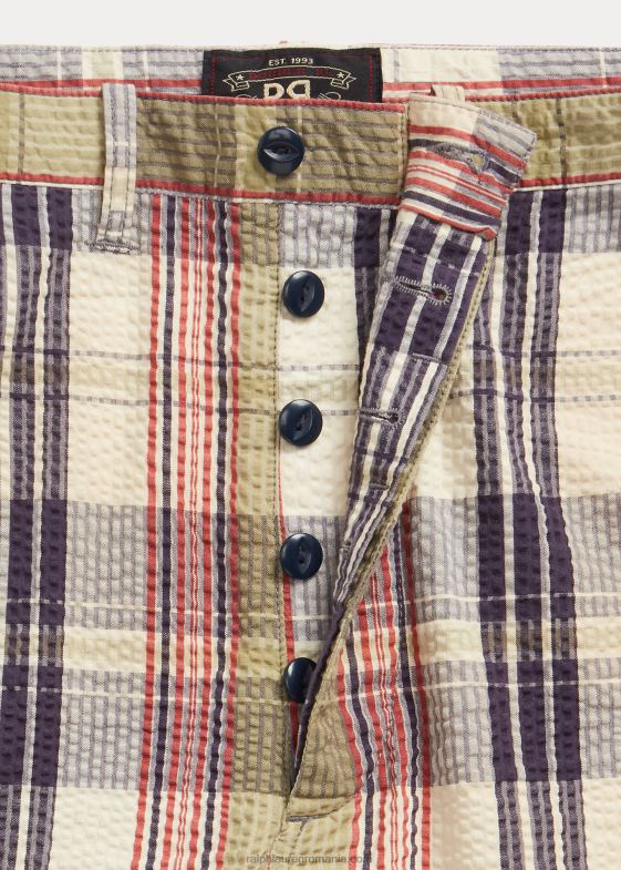 multi albastru bărbați Ralph Lauren ofițer seersucker madras scurt 046888700