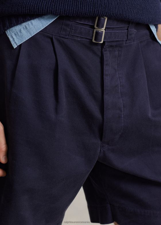 rl marinei bărbați Ralph Lauren Pantalon scurt din twill plisat de 7 inchi, cu potrivire relaxată 046888595