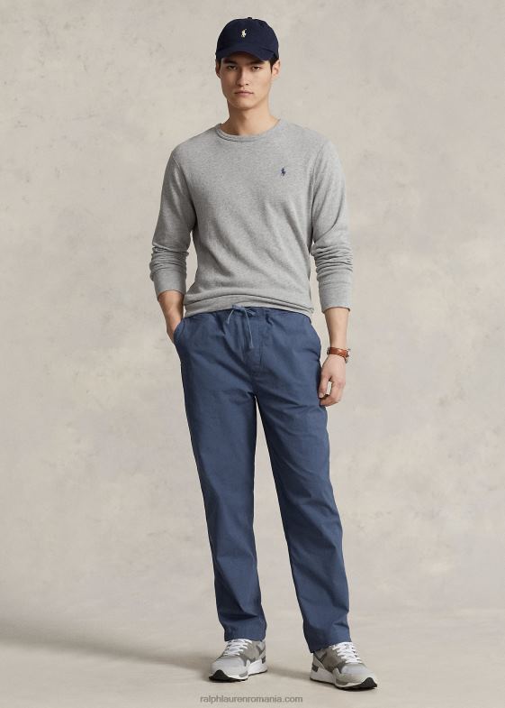 Clancy blue bărbați Ralph Lauren pantaloni din popelin stretch cu fit relaxat 04688791