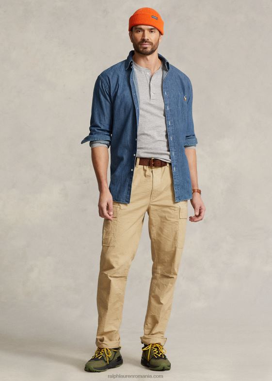 bej de coastă bărbați Ralph Lauren pantalon cargo de pânză cu potrivire relaxată 046881473