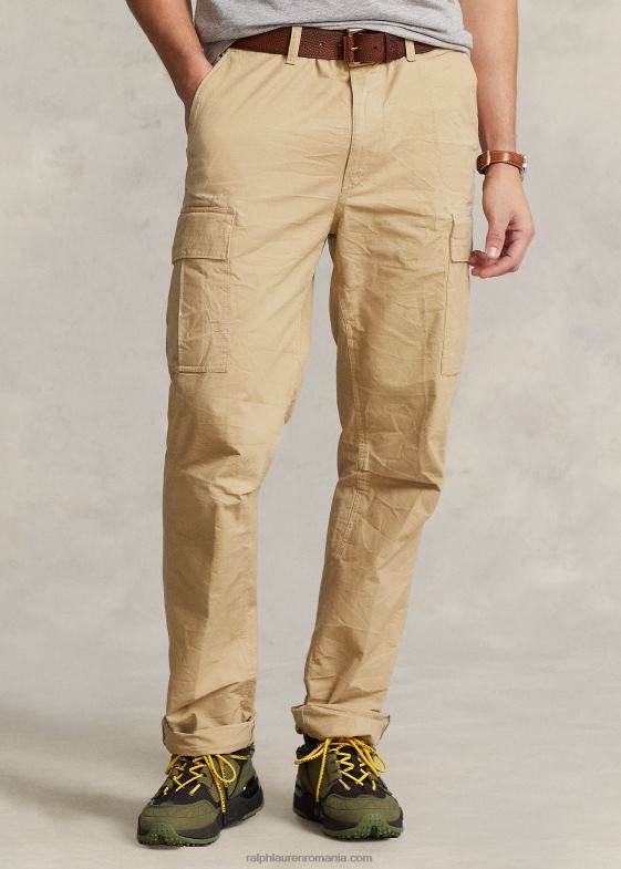 bej de coastă bărbați Ralph Lauren pantalon cargo de pânză cu potrivire relaxată 046881473